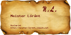 Meister Lóránt névjegykártya